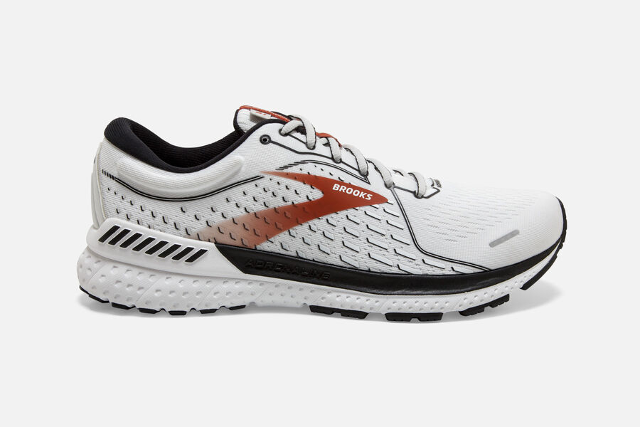 Brooks Running Shoes - Adrenaline GTS 21 Road Mens - White/Black/Orange - ATE-047528